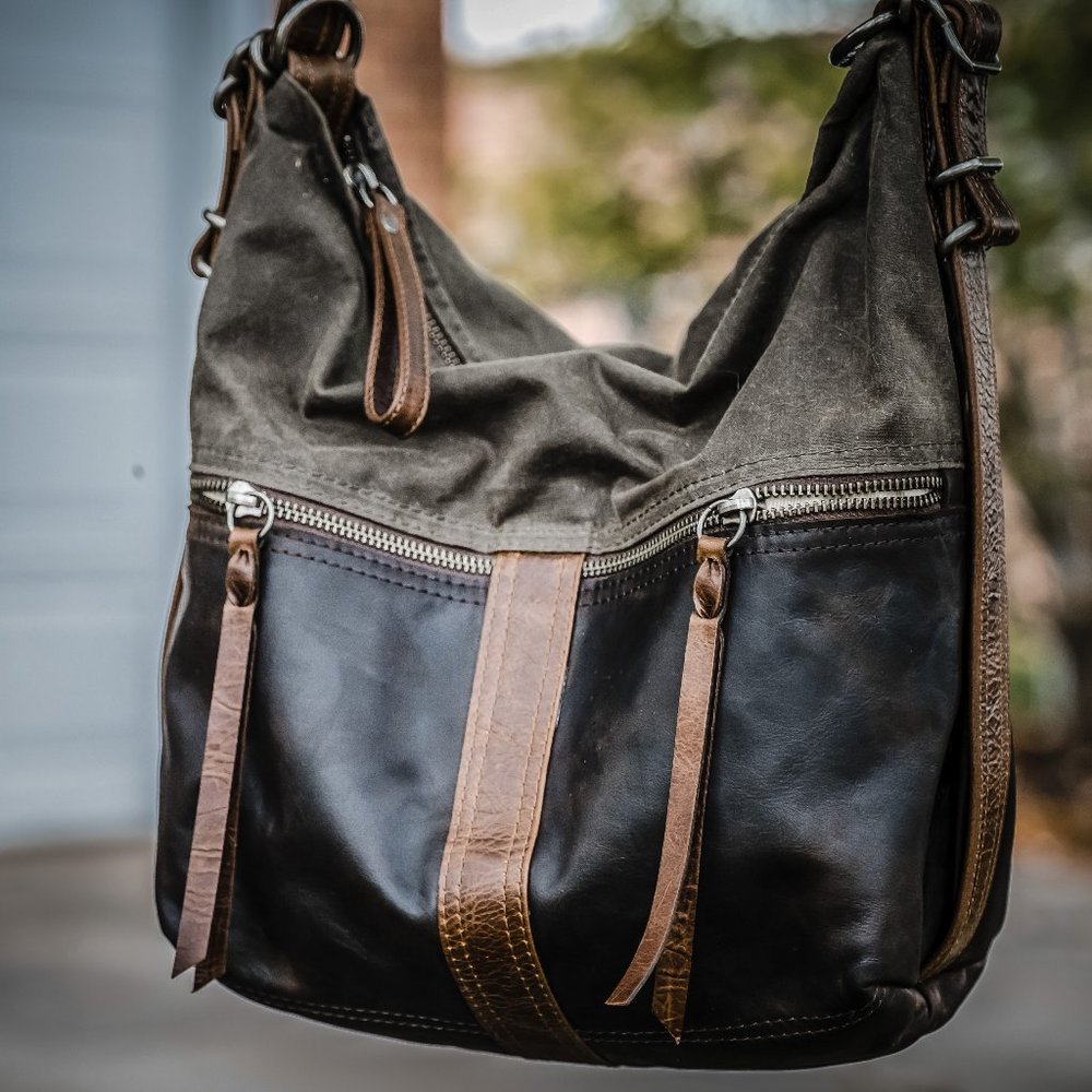 Rough and Tumble Small Vintage Hobo/City Safari- Washed Canvas